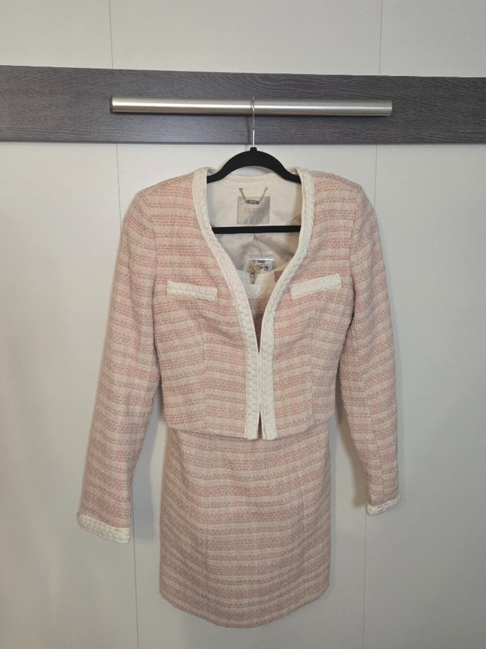 GUESS Pink Tweed Dress & Jacket Set – Never Worn